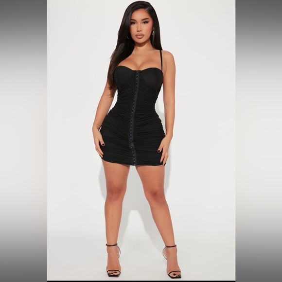 Fashion Nova Can’t Be Bothered Mesh Mini Dress Black - Picture 7 of 9